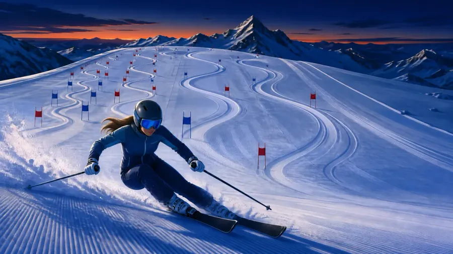Alpine skiing disciplines: slalom, giant slalom, super-G, and downhill