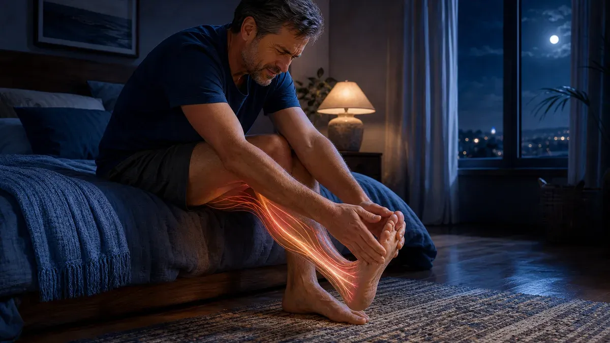 Calambres nocturnos en las piernas: causas, alivio rápido y señales de alarma